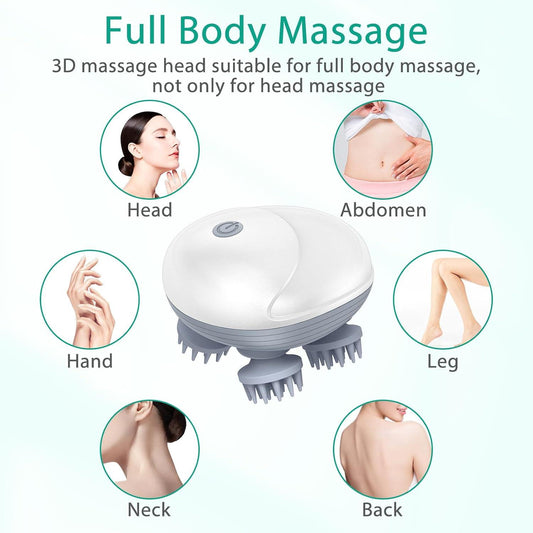 Rechargeable Electric Scalp Massage Brush – Waterproof 4-Head Massager