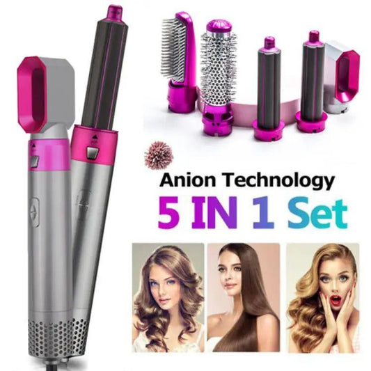 5-in-1 Hair Dryer Brush & Styler – Straightener, Curler & Volumizer