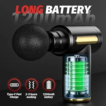 Deep Tissue Massage Gun – 6 Speed Levels & 4 Massage Heads