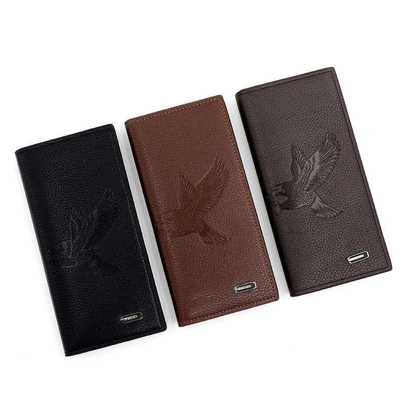 Premium Brown Leather Wallet for Men – Stylish Embossed Bird Design
