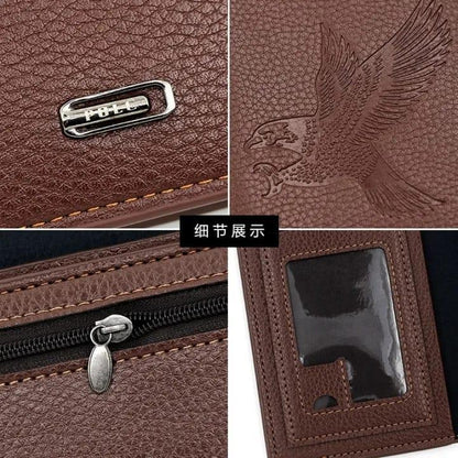 Premium Brown Leather Wallet for Men – Stylish Embossed Bird Design