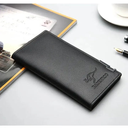 Premium Men's Brown Leather Wallet – Minimalist Kangaroo Logo Design