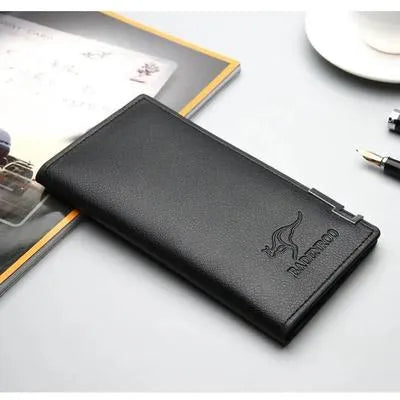 Premium Men's Brown Leather Wallet – Minimalist Kangaroo Logo Design