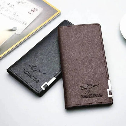 Premium Men's Brown Leather Wallet – Minimalist Kangaroo Logo Design