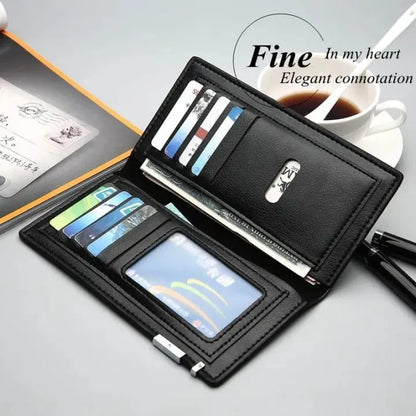 Premium Men's Brown Leather Wallet – Minimalist Kangaroo Logo Design
