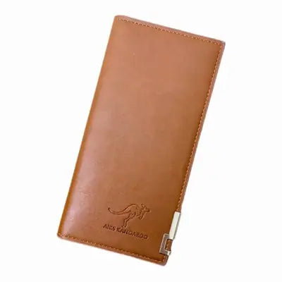 Premium Men's Brown Leather Wallet – Minimalist Kangaroo Logo Design