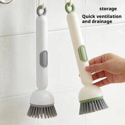 Adjustable Kitchen Cleaning Brush Soap Dispenser for Dishes & Pots