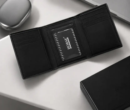 Premium Men's Trifold Wallet – Stylish PU Leather Horse Design