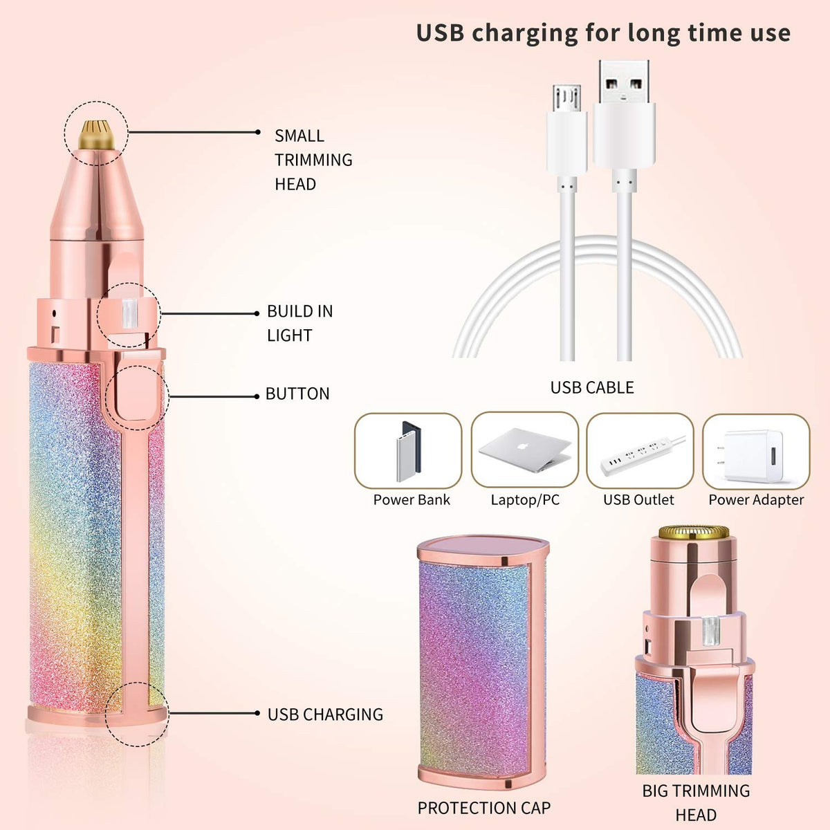 2-in-1 Rechargeable Facial Hair & Eyebrow Trimmer