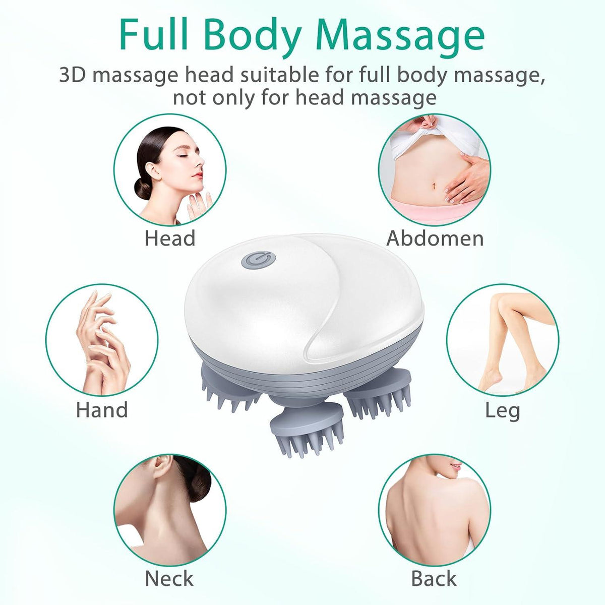 Rechargeable Electric Scalp Massage Brush – Waterproof 4-Head Massager