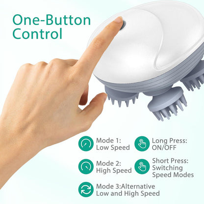 Rechargeable Electric Scalp Massage Brush – Waterproof 4-Head Massager