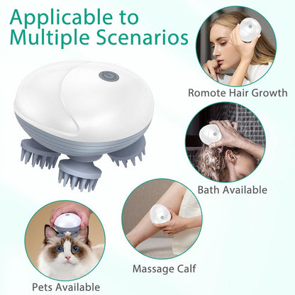 Rechargeable Electric Scalp Massage Brush – Waterproof 4-Head Massager