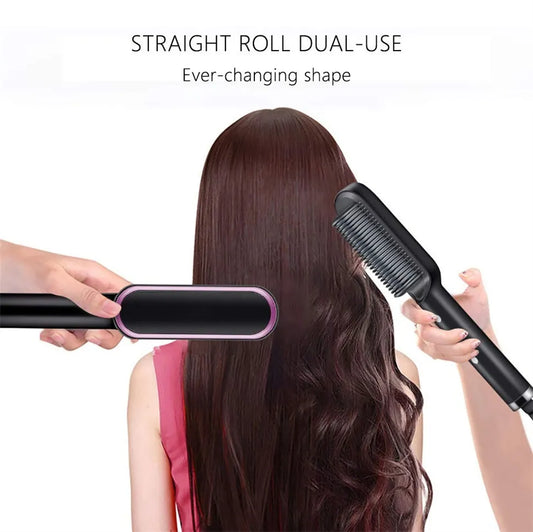 2-in-1 Fast Drying Hair Straightener & Curler Brush