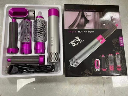 5-in-1 Hair Dryer Brush & Styler – Straightener, Curler & Volumizer