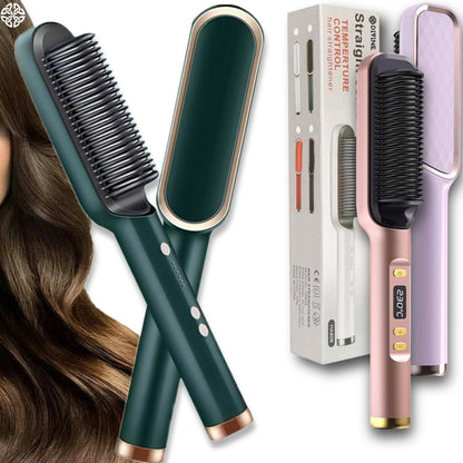 2-in-1 Fast Drying Hair Straightener & Curler Brush