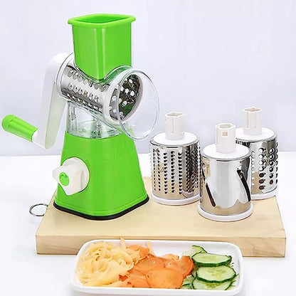 3-in-1 Manual Vegetable Cutter, Slicer & Cheese Grater | Easy Hand Crank