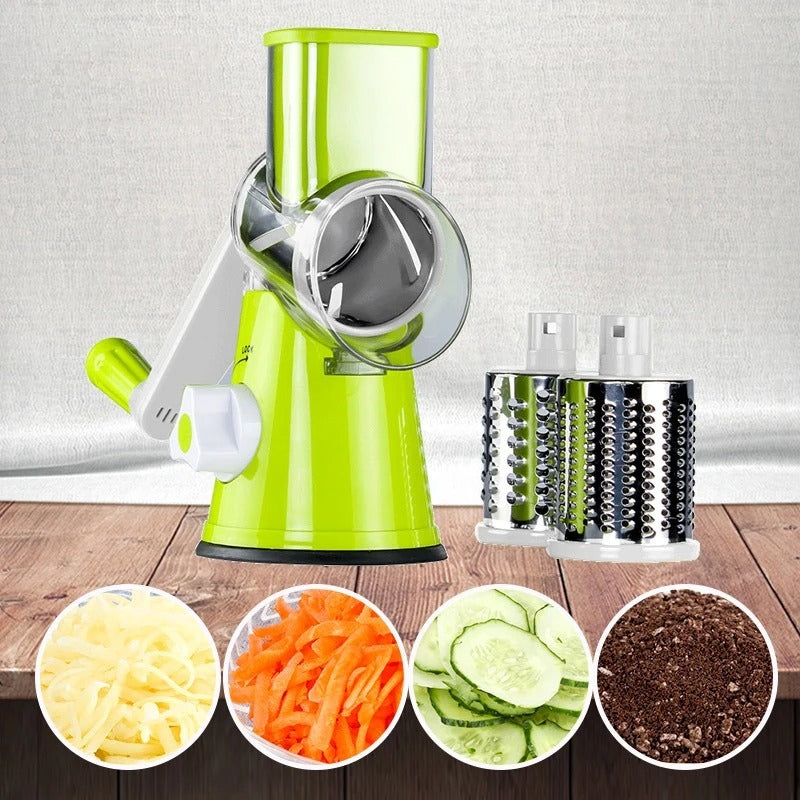 3-in-1 Manual Vegetable Cutter, Slicer & Cheese Grater | Easy Hand Crank