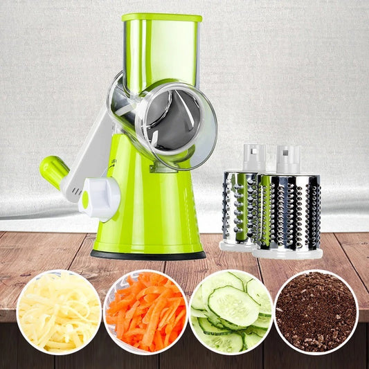 3-in-1 Manual Vegetable Cutter, Slicer & Cheese Grater | Easy Hand Crank