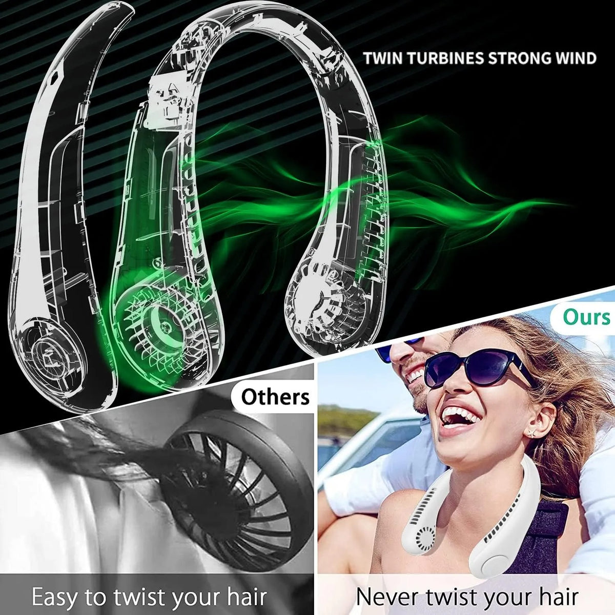 Portable Hanging Neck Fan – 3 Speed Hands-Free Summer Cooling Fan