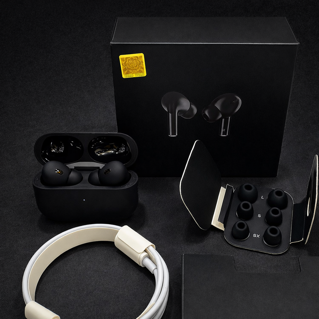 Pro 2 Wireless Earbuds – Original Black Box Pack with Complete Accessories